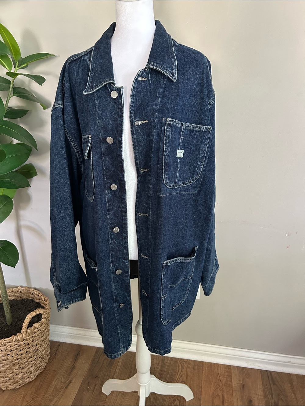 Guess Jeans Vintage 80s/90s Denim Chore Jacket Coat 4-Pocket Indigo Blue